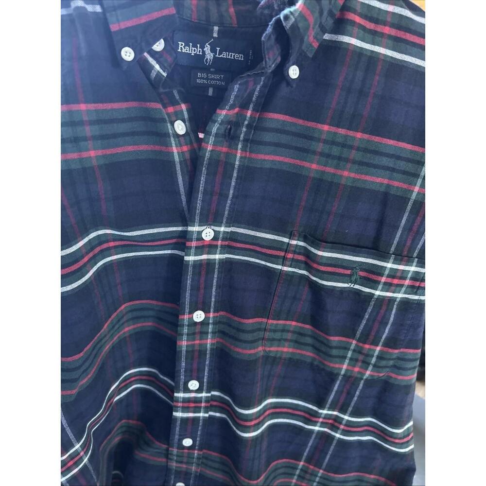 Vintage Polo Ralph Lauren The Big Oxford Plaid Button Down Shirt XL Pony Preppy - Picture 8 of 8
